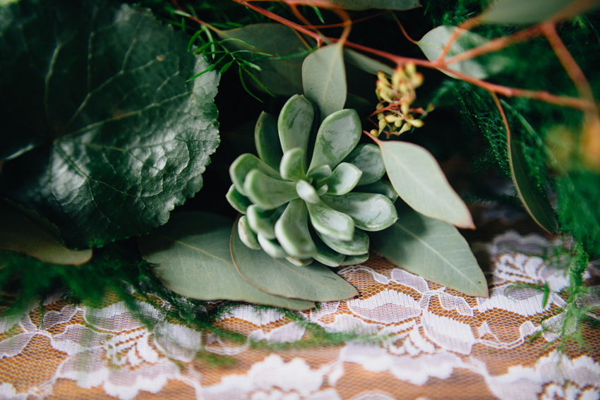 greenery and succelent centerpieces for a romantic wedding in the Georgia mountains