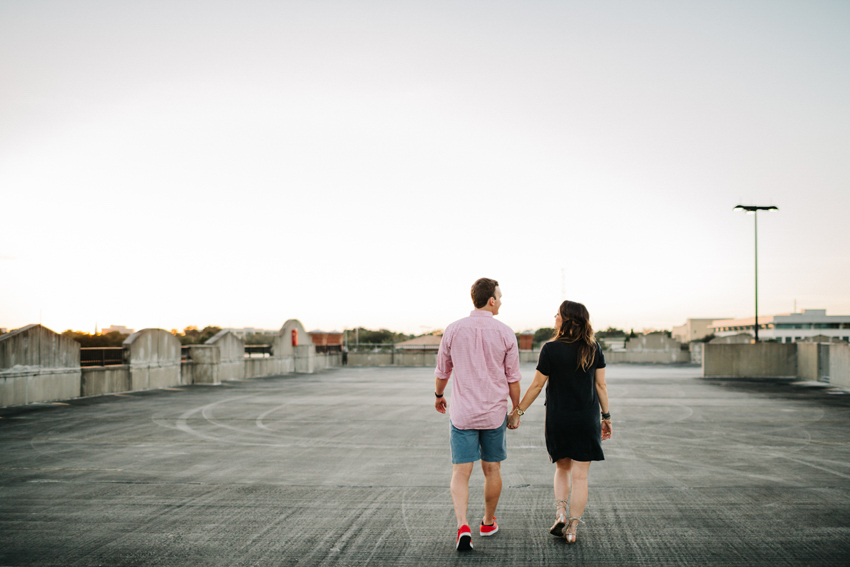 Parking garage rooftop engagement session at sunset by Orlando Wedding Photographer