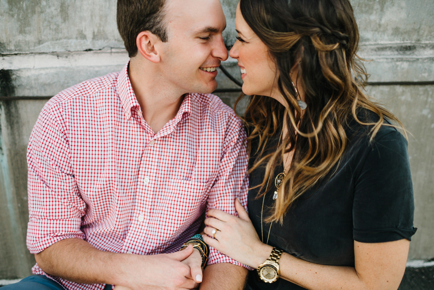 Romantic and creative engagement photos in an urban setting in Tampa