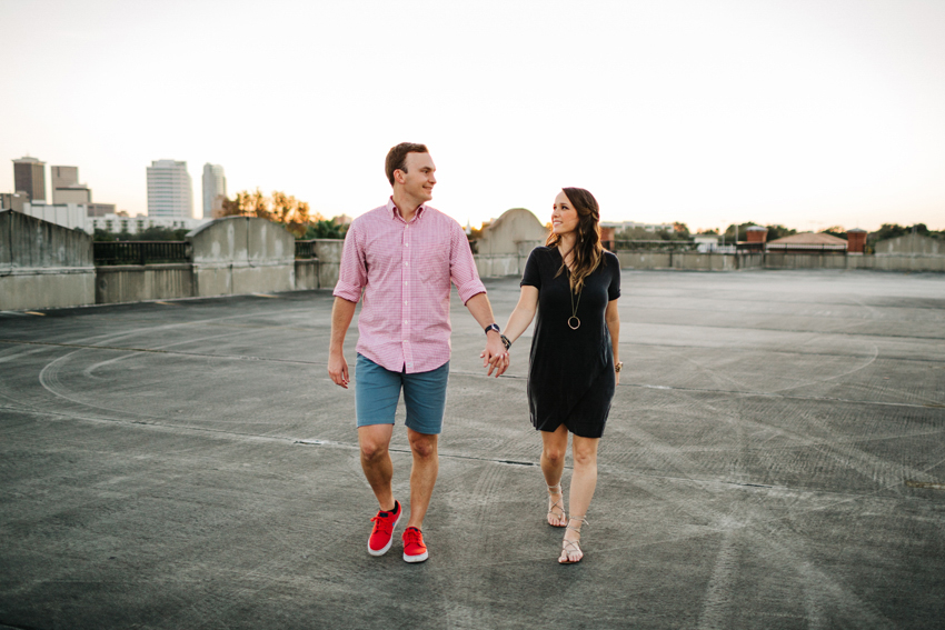 Ybor City engagement photos on a rooftop at sunset