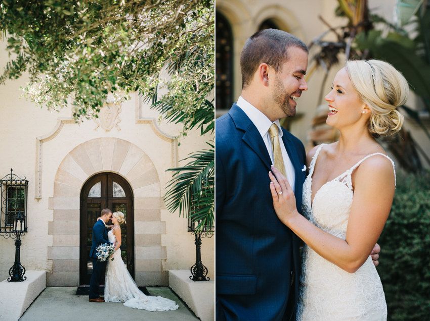 First look bride & groom photos in front of the Powel Crosley in Sarasota