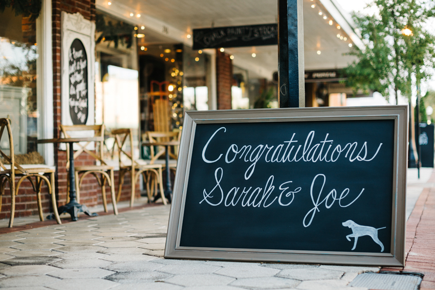 Chalkboard sign decor for outdoor wedding in Lakeland