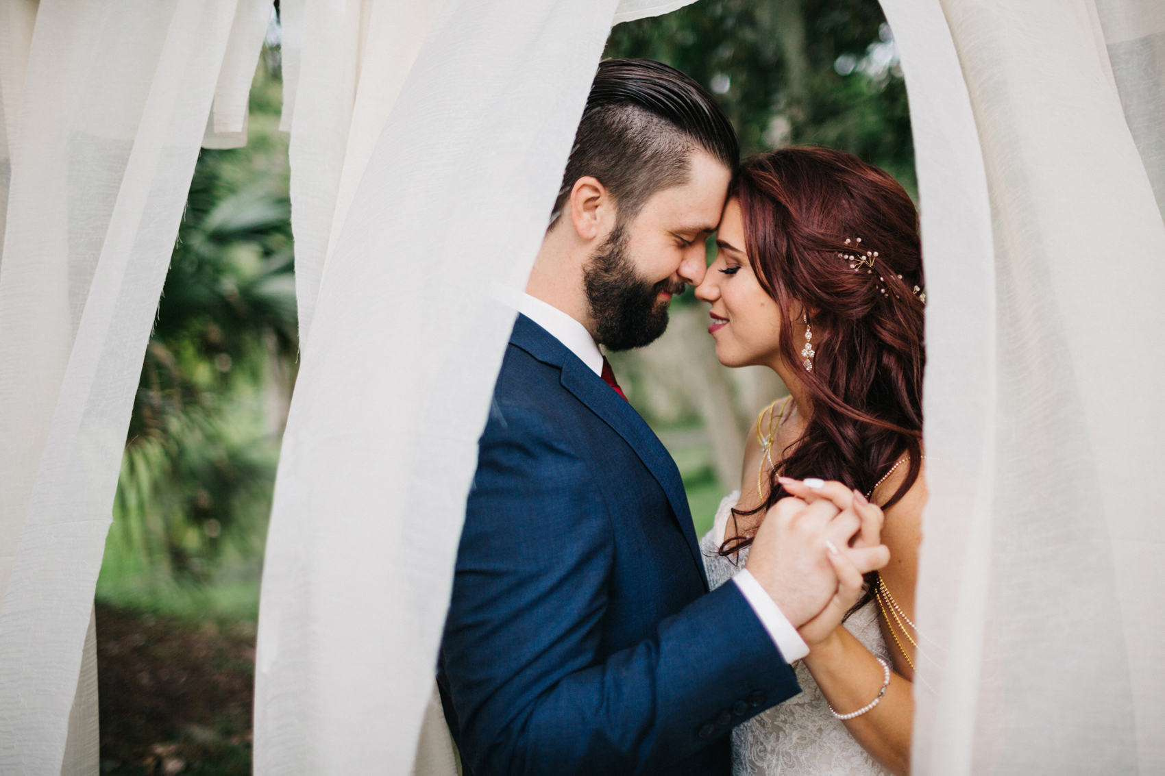 Romantic boho wedding photos in Orlando Florida at the Winter Park Farmers Market