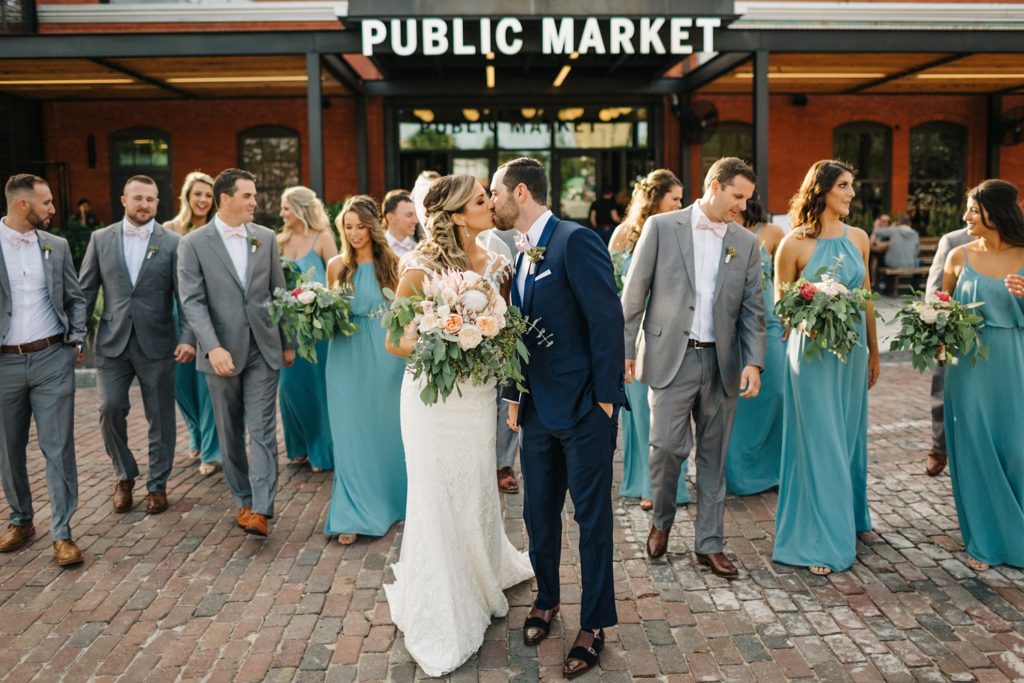 candid bridal party photos in downtown Tampa