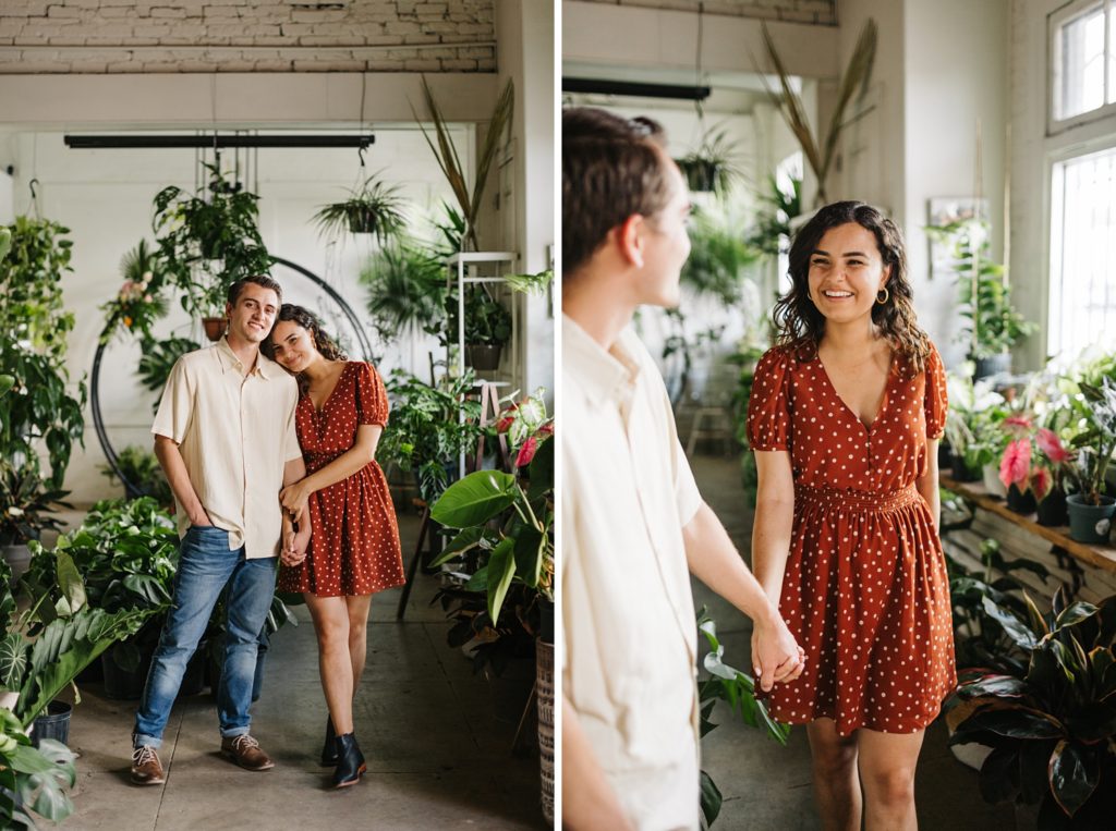 engagement session at fancy free nursery in tampa heights
