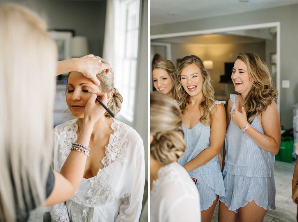 bride and bridemaids wearing matching rompers 