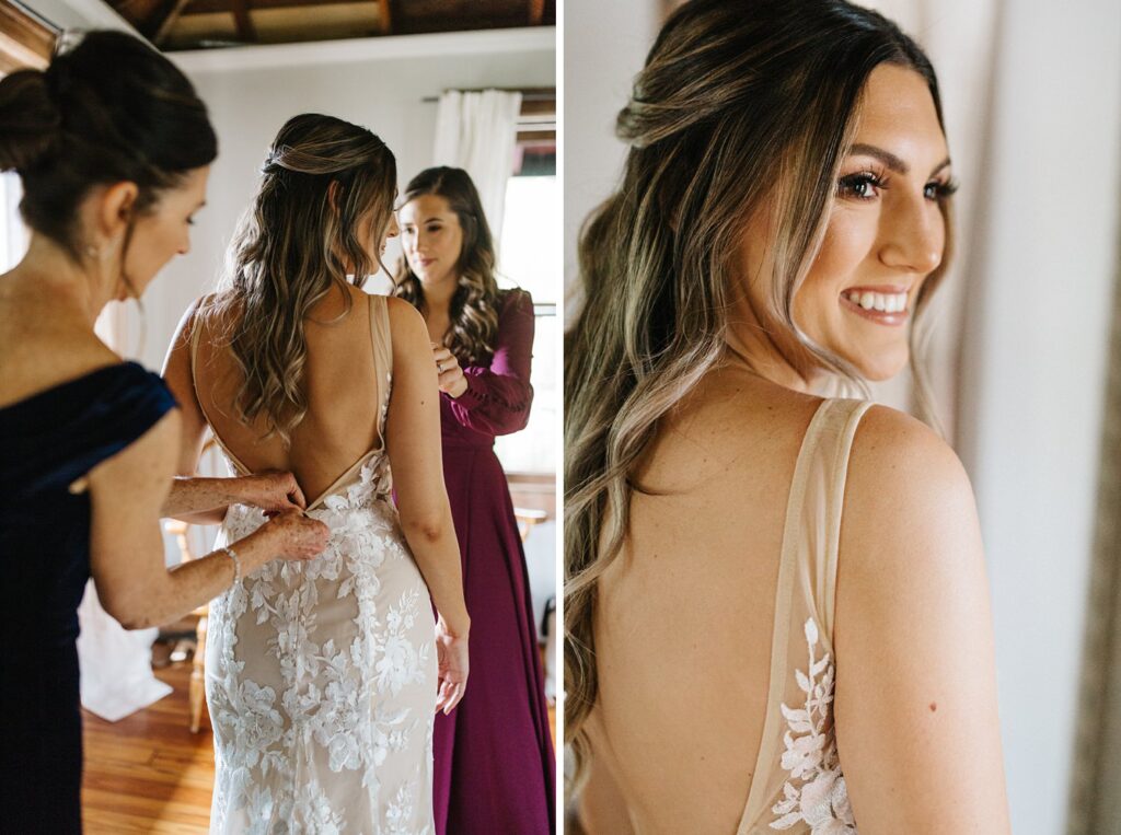bride with half up hair style and loose beach boho waves