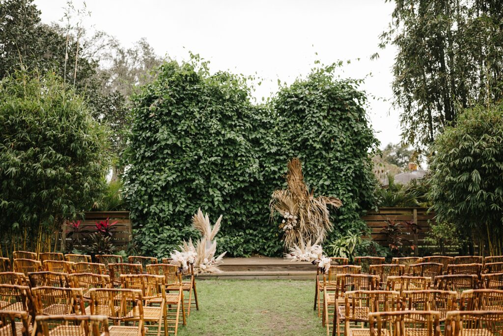 Boho wedding design at The Acre with pampas grass
