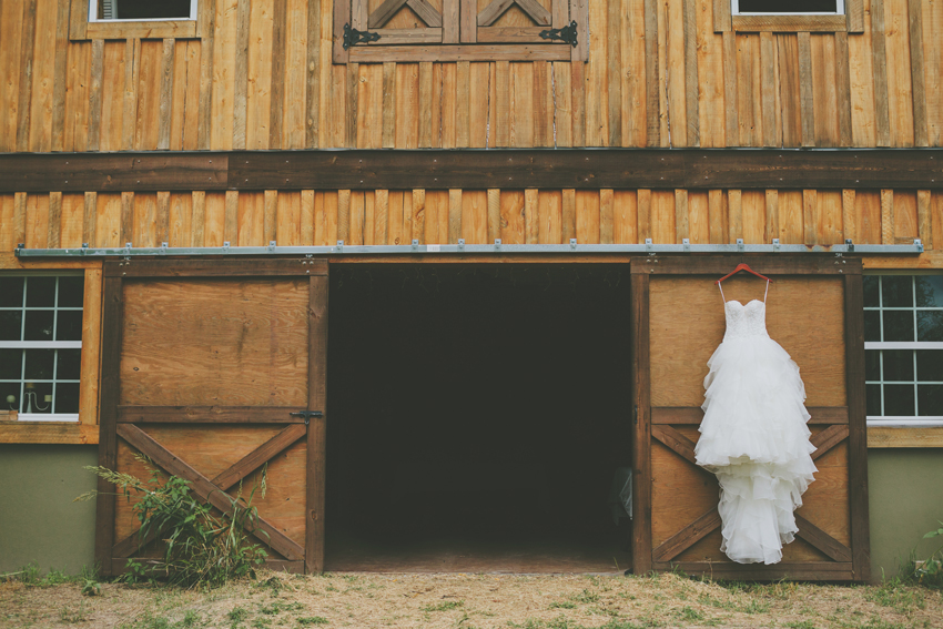 Rustic barn wedding dress at Sweetfields Farm