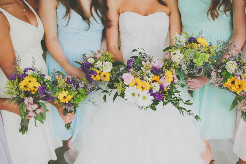 Rustic bridesmaid bouquets at Sweetfields Farm wedding