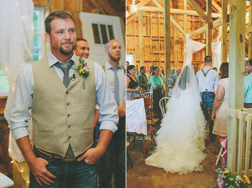 Wedding ceremony in the barn at Sweetfields Farm