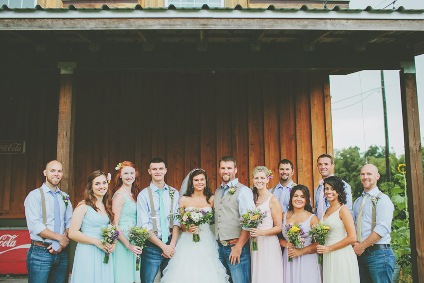 Bridal party at a rustic barn wedding at Sweetfields Farm in Florida
