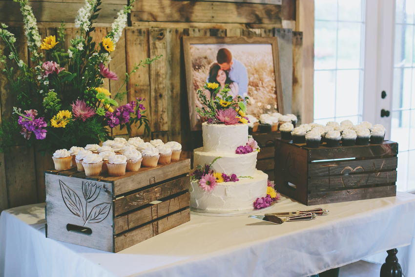Rustic dessert table at Sweetfields Farm sunflower field wedding in Florida