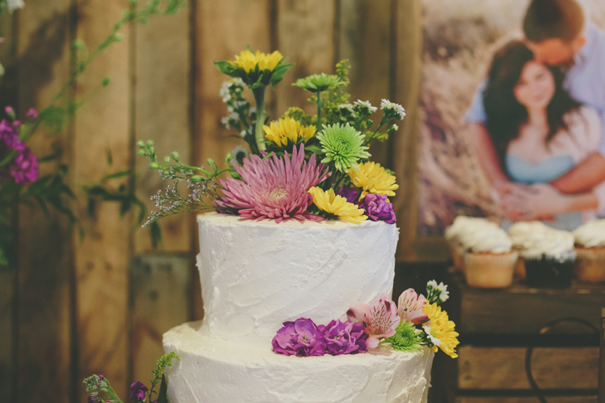 Wedding cake at Sweetfields Farm sunflower field wedding in Florida