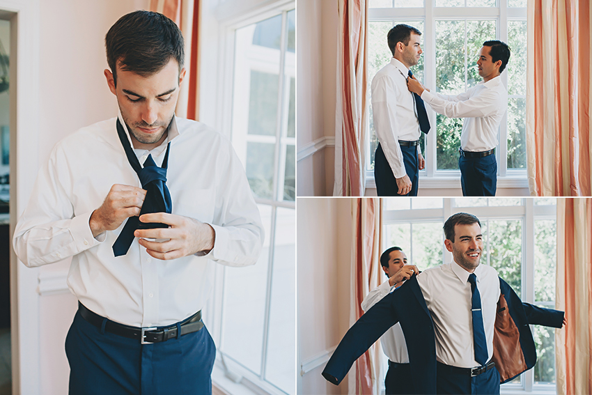 Groom getting ready with his best man