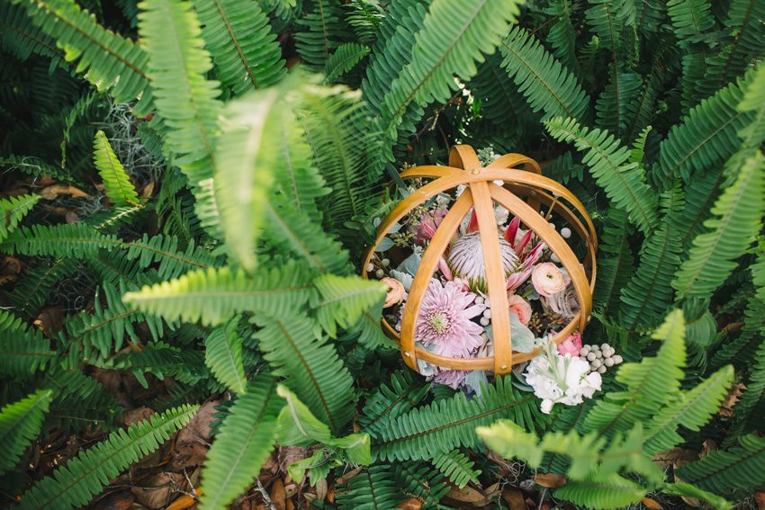 Organic and romantic wedding bouquet in garden wedding