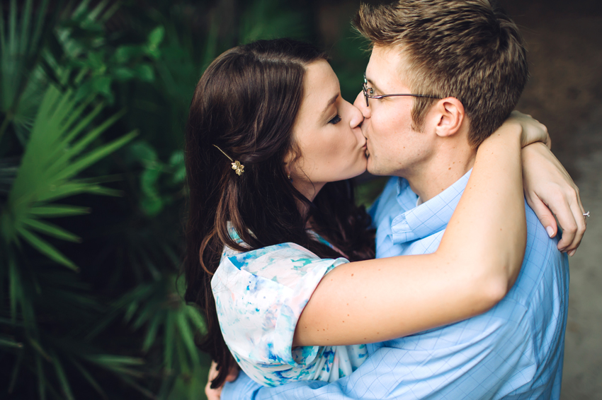 Natural light engagement photography in the woods in Tampa, Florida