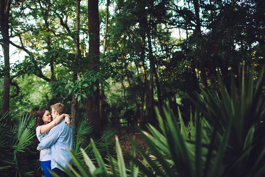 Natural light engagement photography in the woods in Tampa, Florida