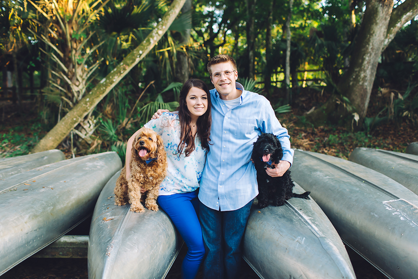 Woodsy engagement session in Tampa with dogs