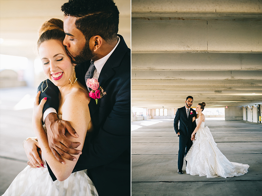 Modern pink and gold loft wedding by Tampa wedding photographer