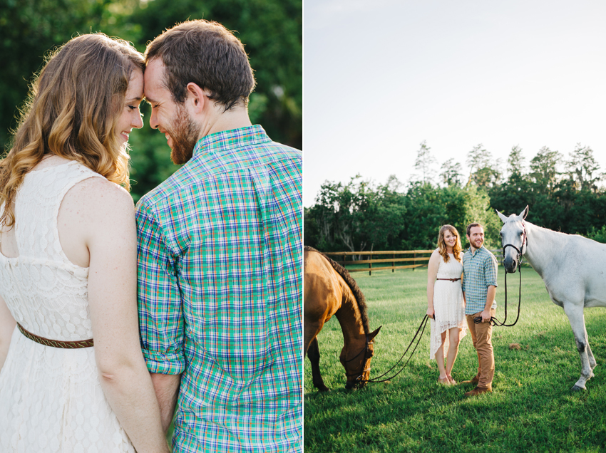Romantic engagement session on a horse farm in Tampa, Florida