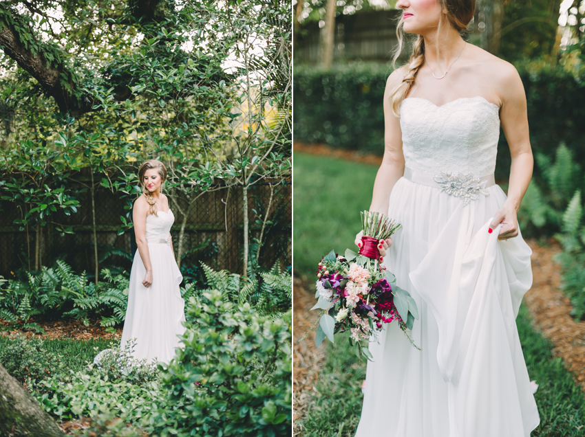 beautiful bride in stylish Hayley Paige wedding gown and a romantic loose peony bouquet