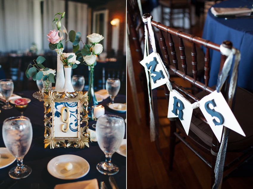 Cute Mrs. chair sign and DIY framed table numbers at a St. Augustine wedding