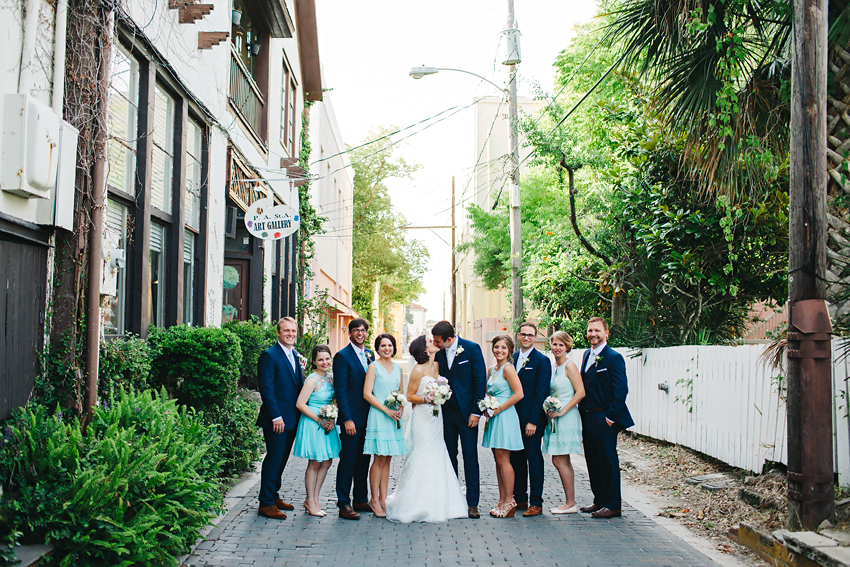 St. Augustine wedding photography in the streets with the bridal party