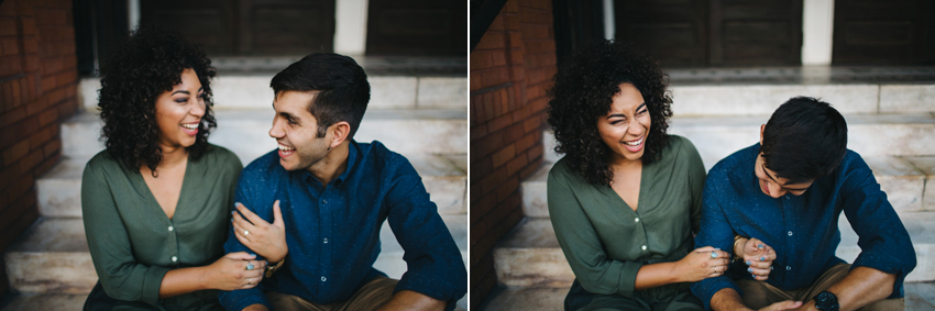 natural and happy engagement session in downtown tampa