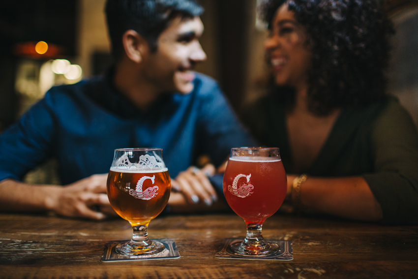 Brewery engagement session photos in Tampa FLorida