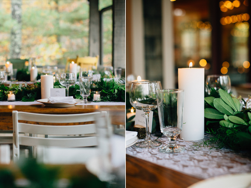 Romantic candlelight at the mountain wedding reception