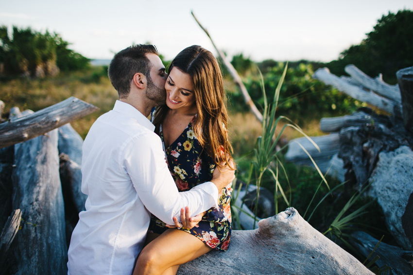 Romantic natural light engagement photography at Fort DeSoto in Florida