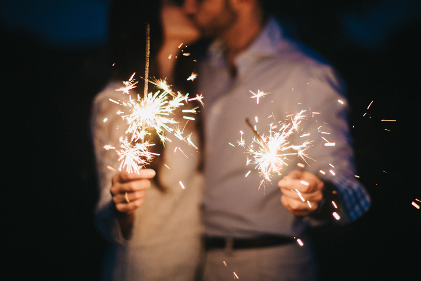 romantic sparkler engagement session photos