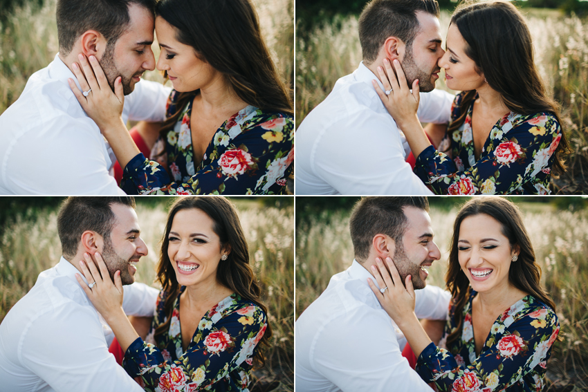 couple laughing furing romantic and fun engagement session by St. Pete wedding photographer