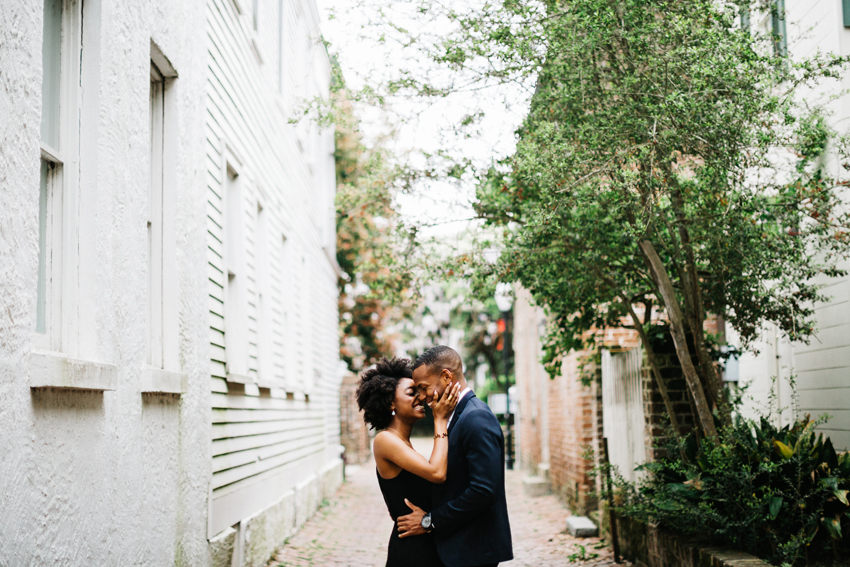 engagement session in romantic alleys in charleston