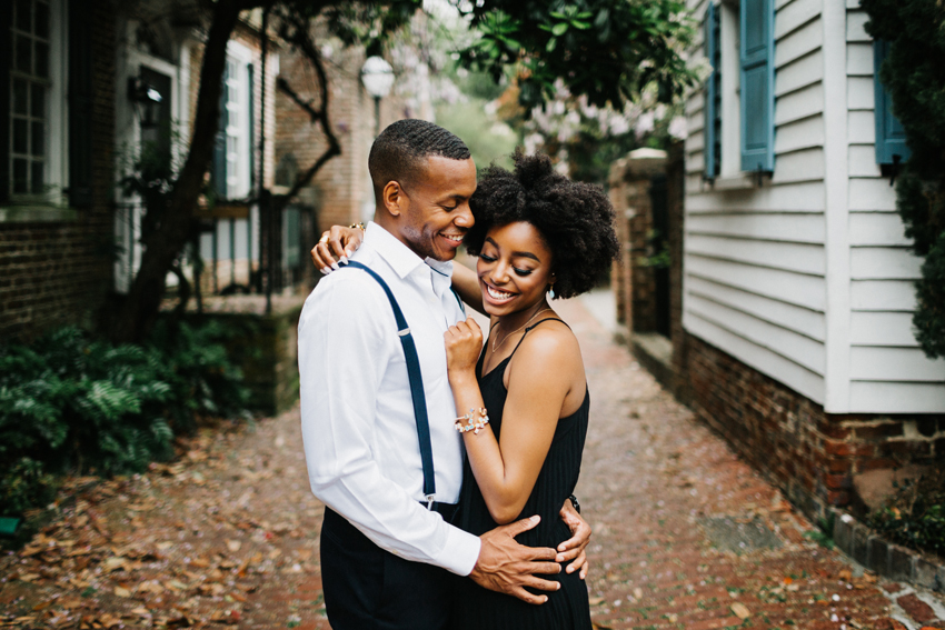 sweet and romantic engagement session photos in historic downtown charleston, south carolina