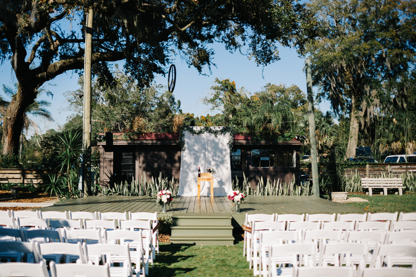 Handmade boho wedding ceremony outside at The Acre in Orlando, Florida