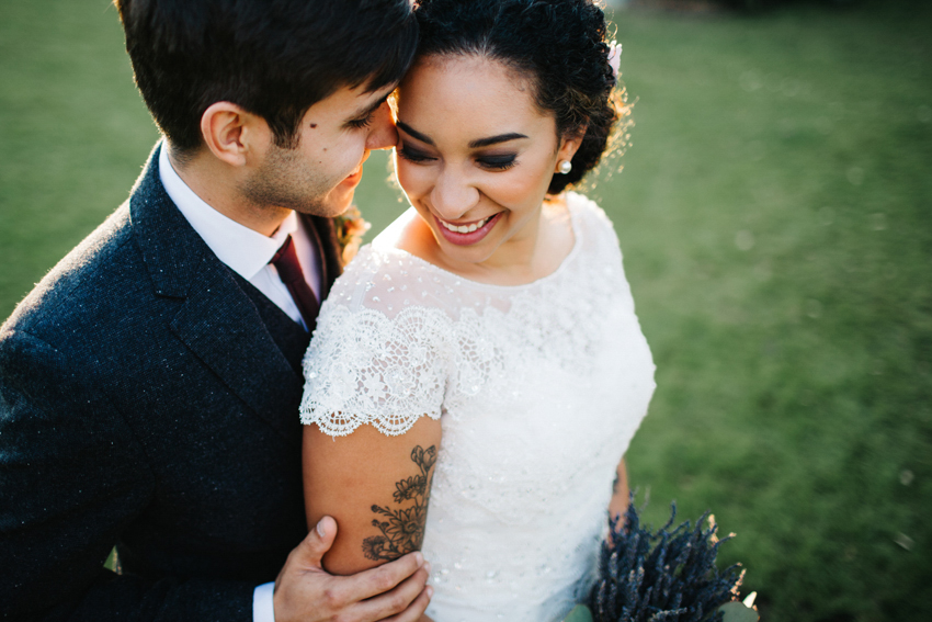 Natural light romantic wedding photography with a stylish hipster bride and groom in Orlando Florida at The Acre