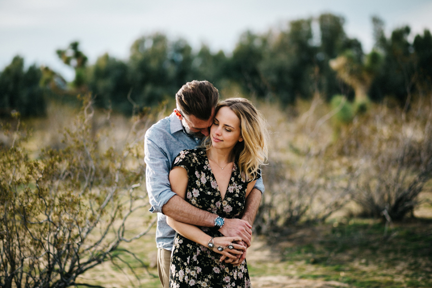 Boho creative engagement session in the desert at Joshua Tree National Park in California