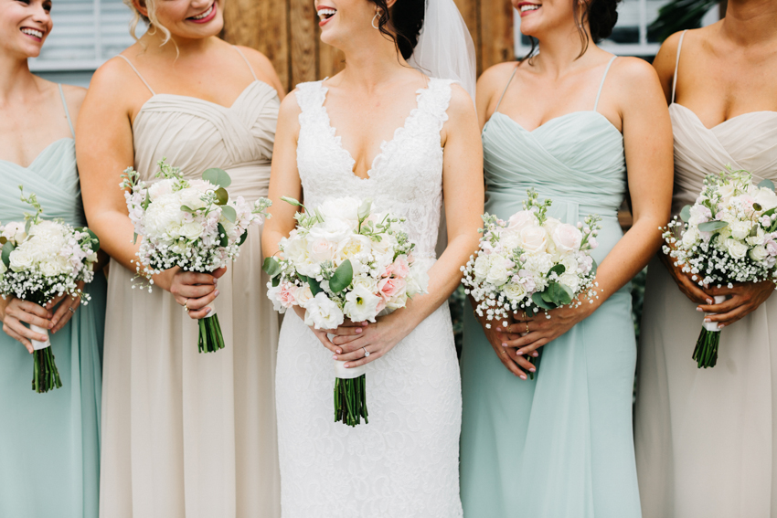 Beautiful shabby chic bridesmaid blooms and bouquets