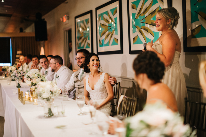 Emotional maid of honor speech during the reception