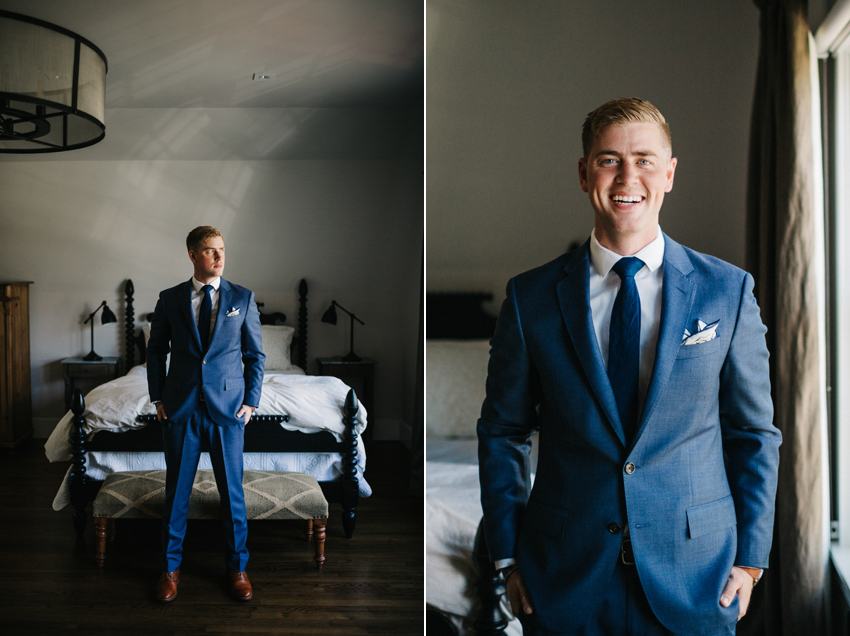 Moody and creative wedding photos as at the groom gets ready with window light