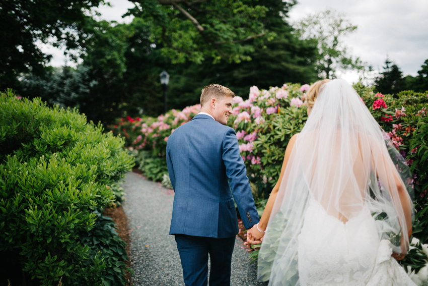 Romantic, natural wedding photography in the garden at a New England wedding in Newport by Renee Nicole Photography