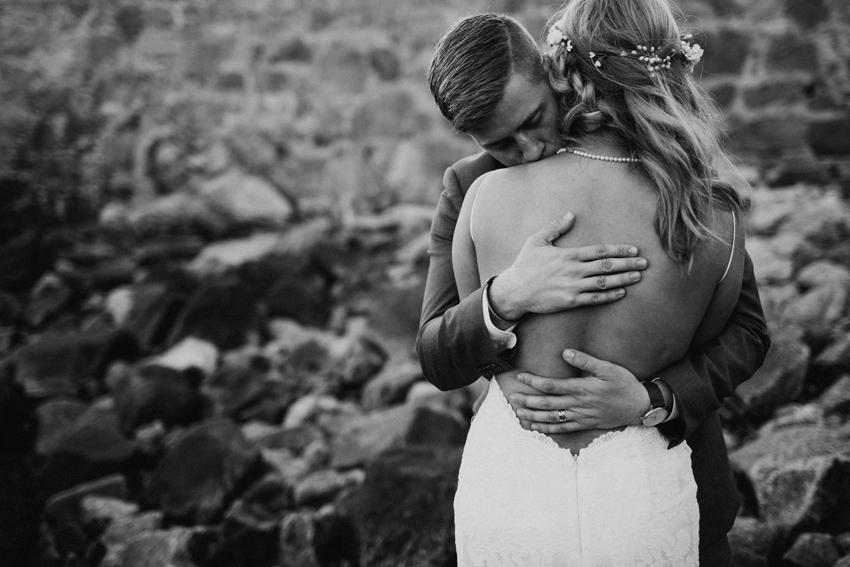 Romantic black and white wedding photography at the cliff walk wedding in Newport
