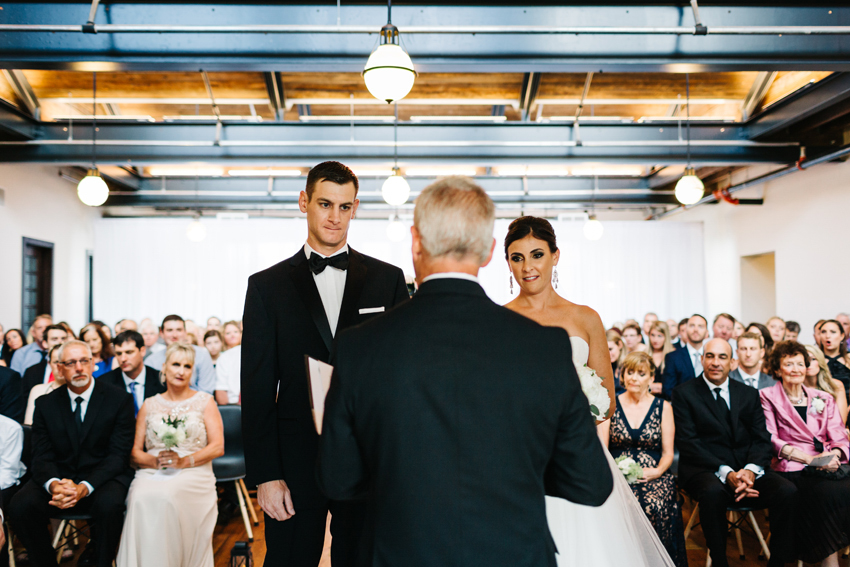 An industrial wedding ceremony in downtown Tampa