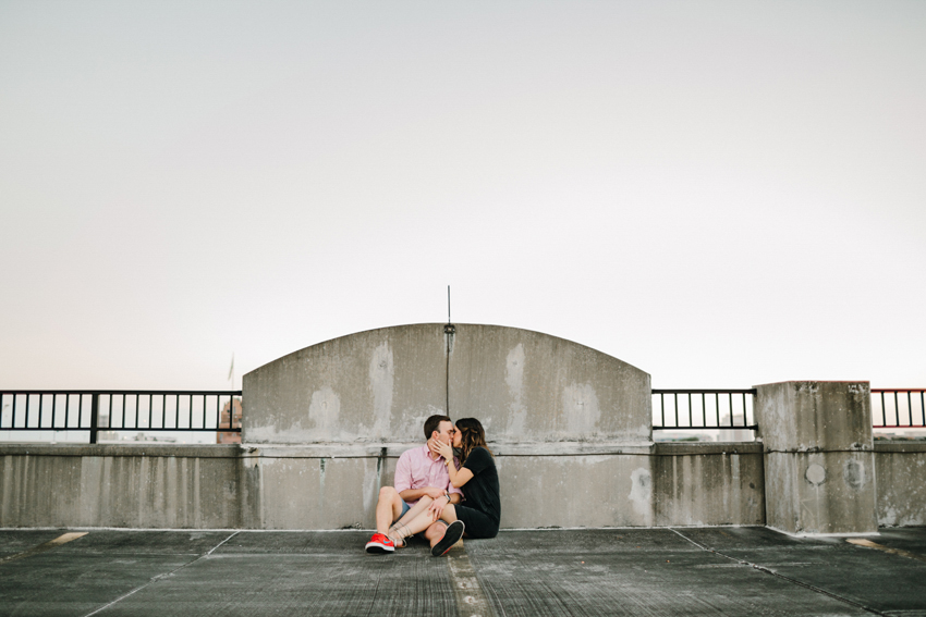 Engagement photos in a parking garage in Ybor City