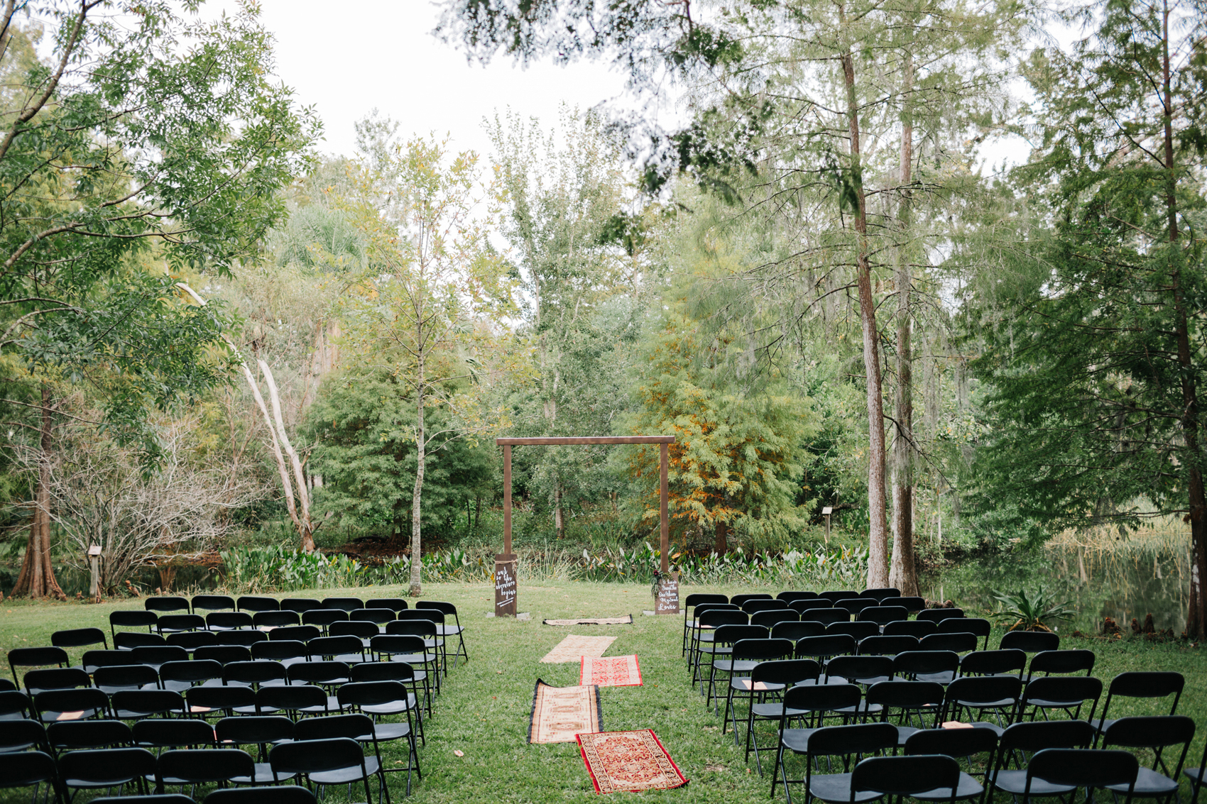 Woodsy boho wedding ceremony at Mead Garden in Orlando