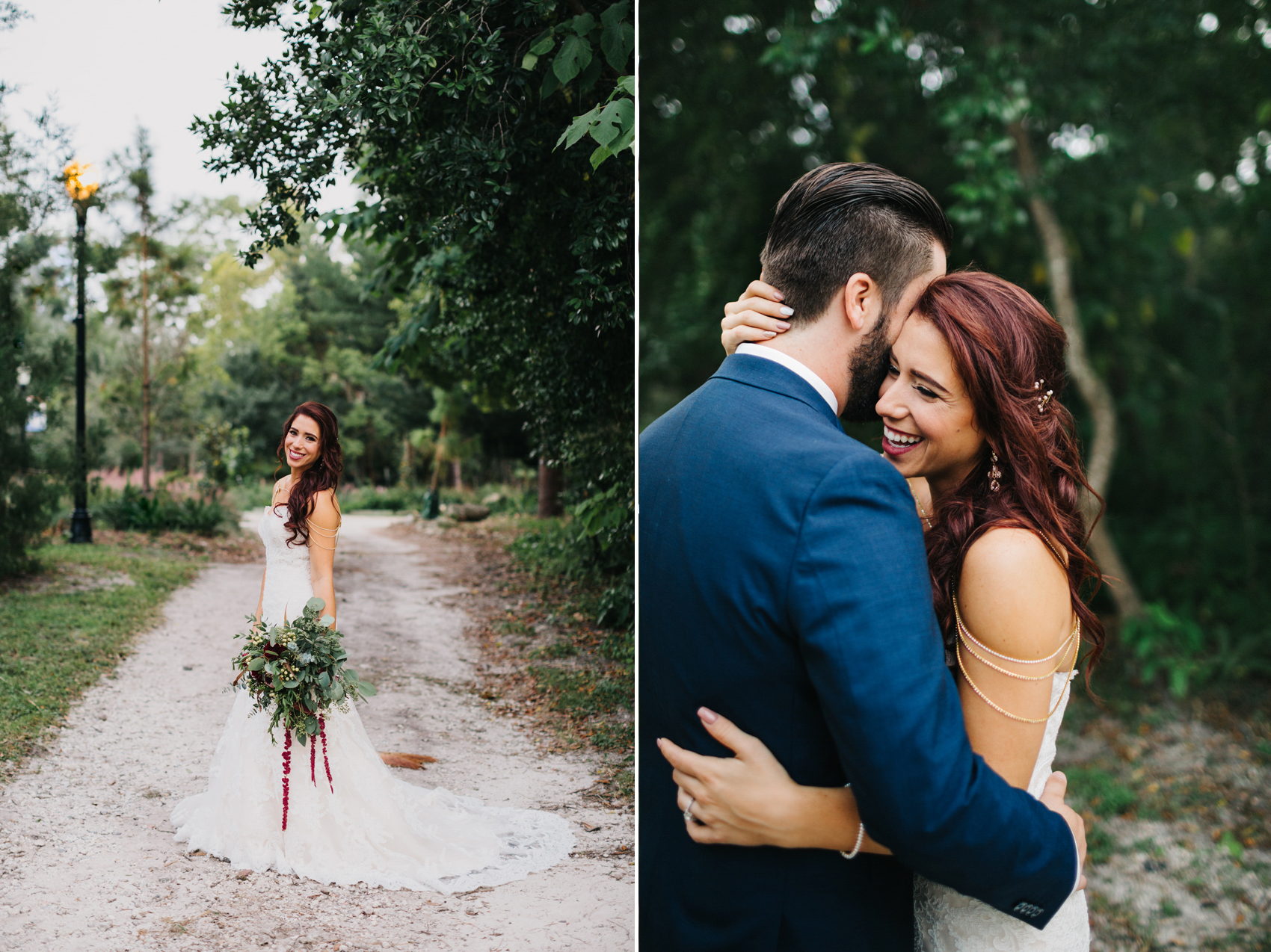 Natural candid wedding photography in Orlando at Mead Garden