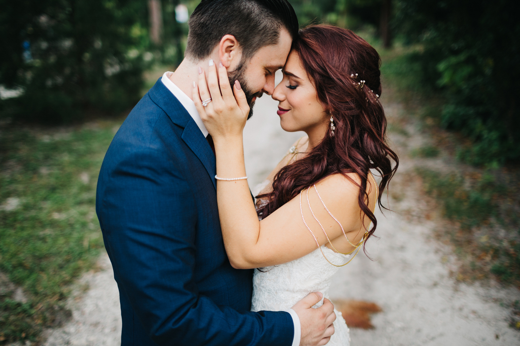Sweet moment between the bride and groom before their Winter Park Farmers Market wedding reception