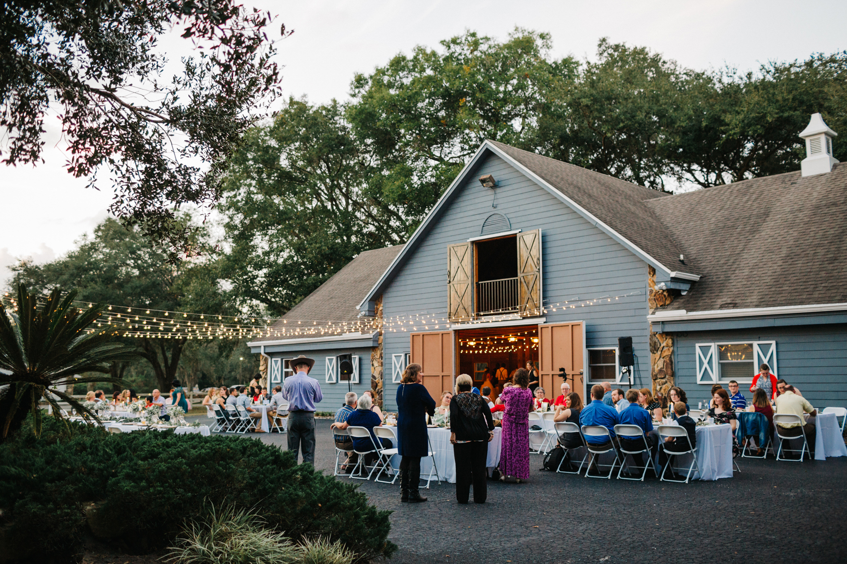 wedding reception outside of the antique barn